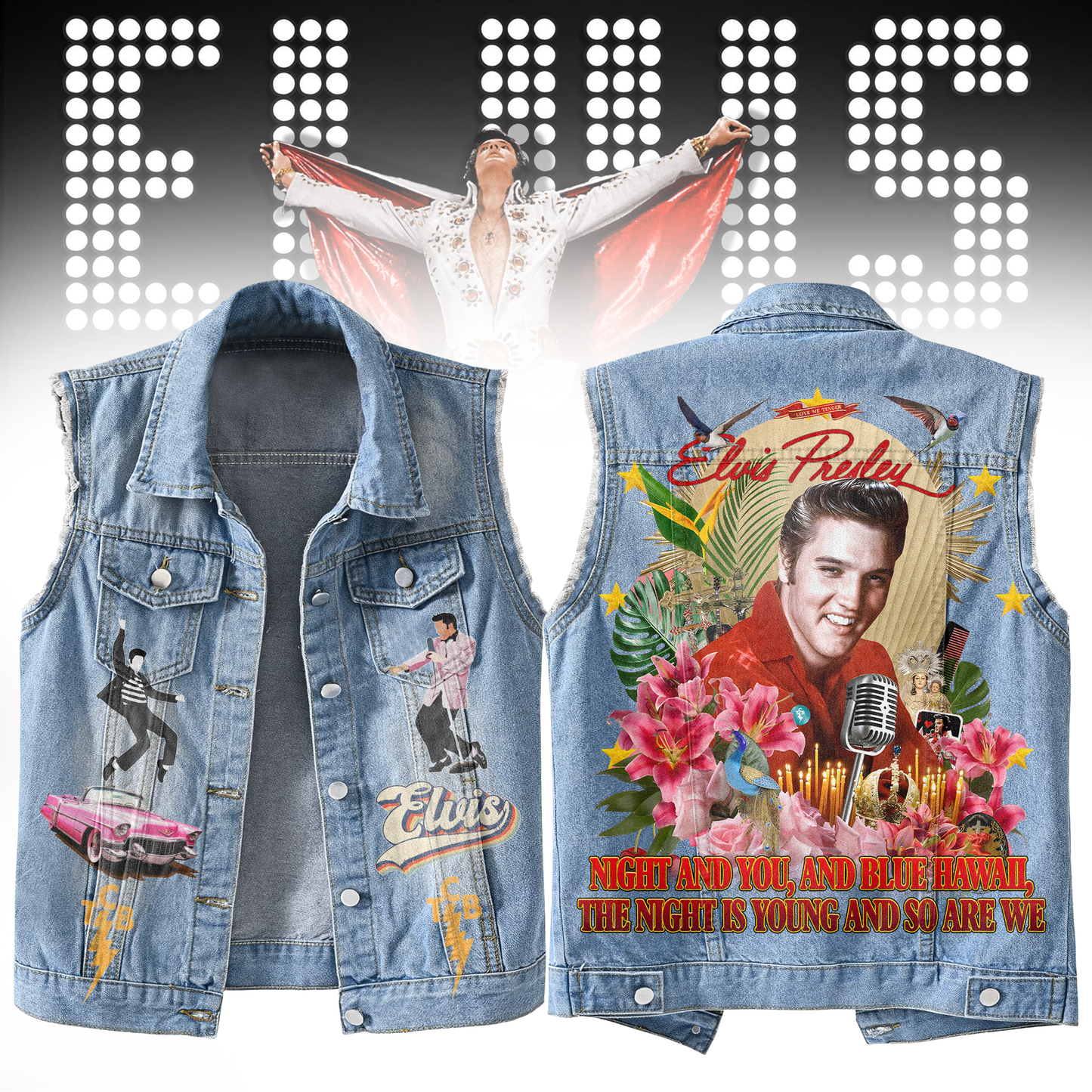 Elvis Presley Lightweight Sleeveless Denim Shirt