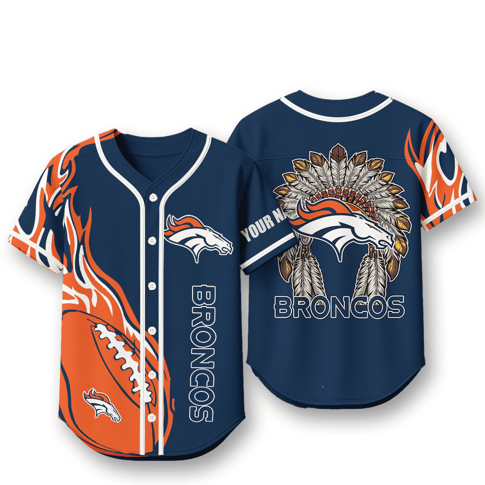 Denver Broncos X Native American PREMIUM 3D Apparel Baseball Jersey Custom Name