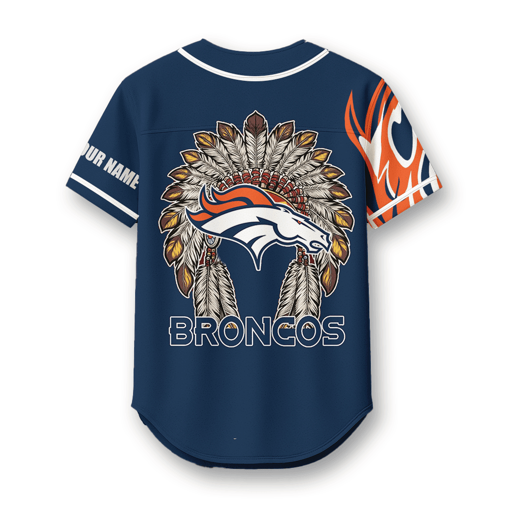 Denver Broncos X Native American PREMIUM 3D Apparel Baseball Jersey Custom Name