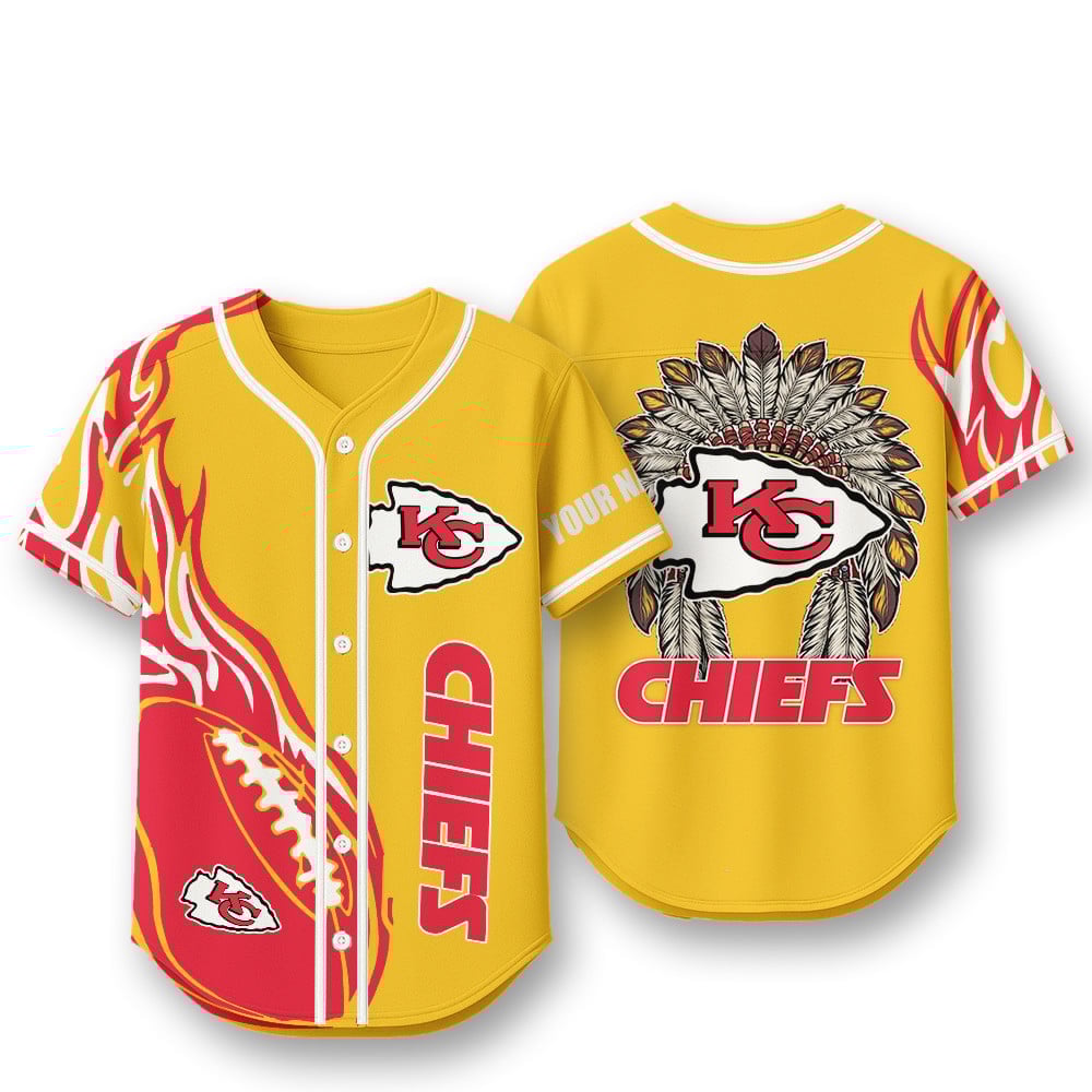 Kansas City Chiefs X Native American PREMIUM 3D Apparel Baseball Jersey Custom Name