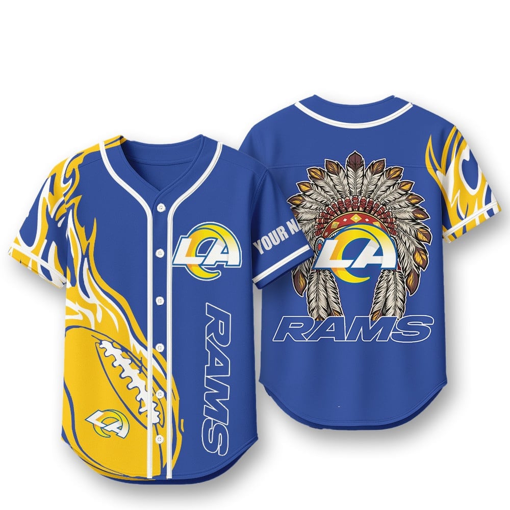 Los Angeles Rams X Native American PREMIUM 3D Apparel Baseball Jersey Custom Name