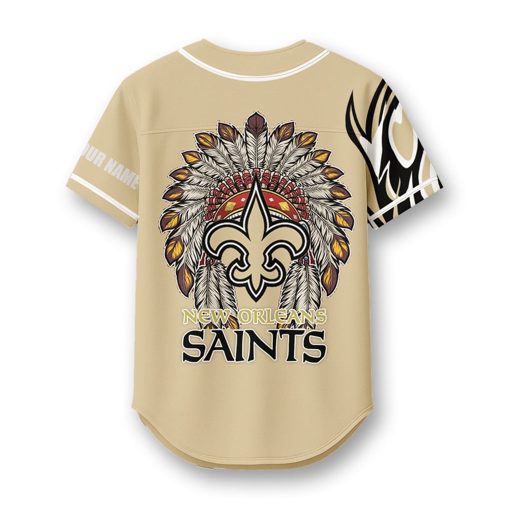 New Orleans Saints X Native American PREMIUM 3D Apparel Baseball Jersey Custom Name