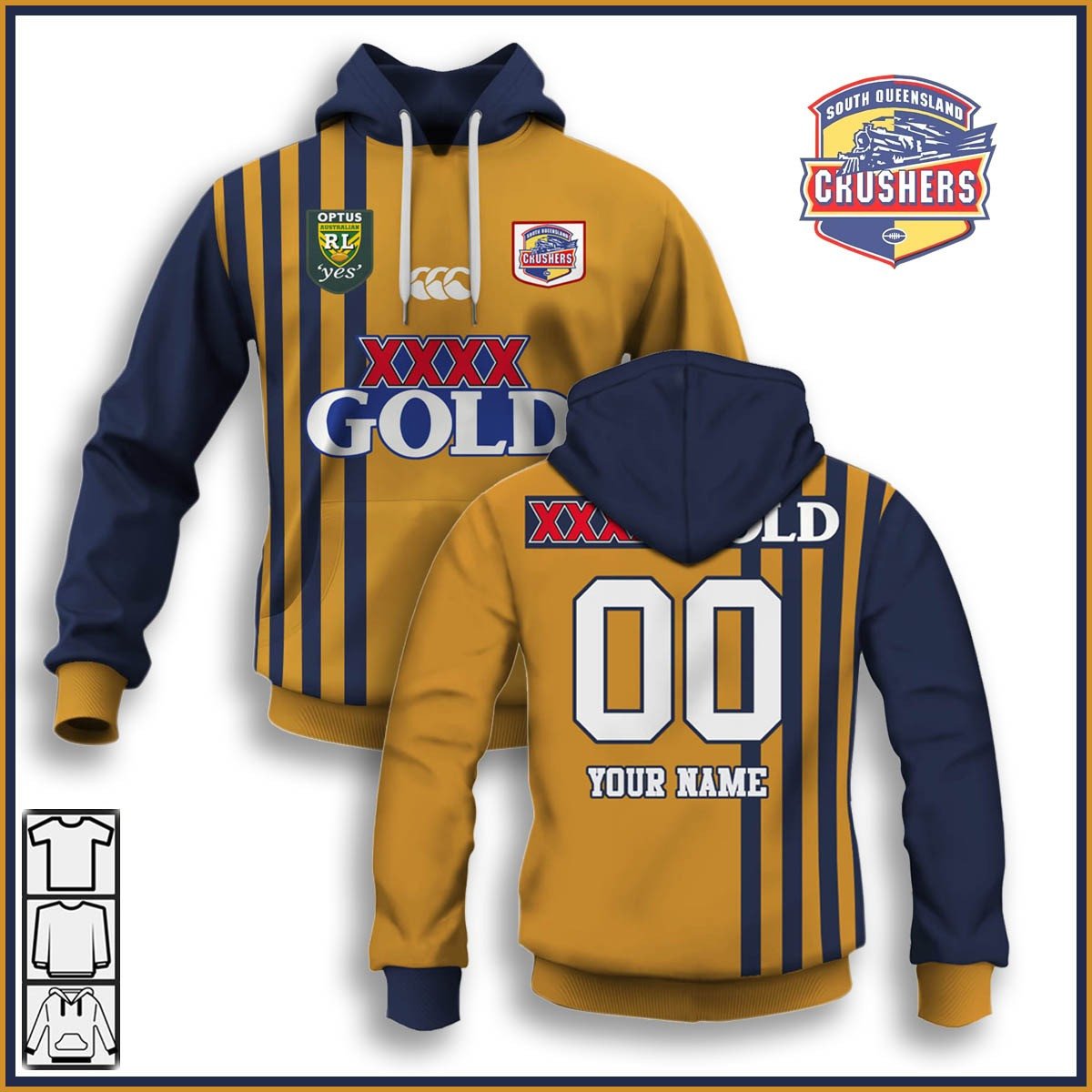 South Queensland Crushers 1995 Retro Rugby League Jersey Full Custom Name Number