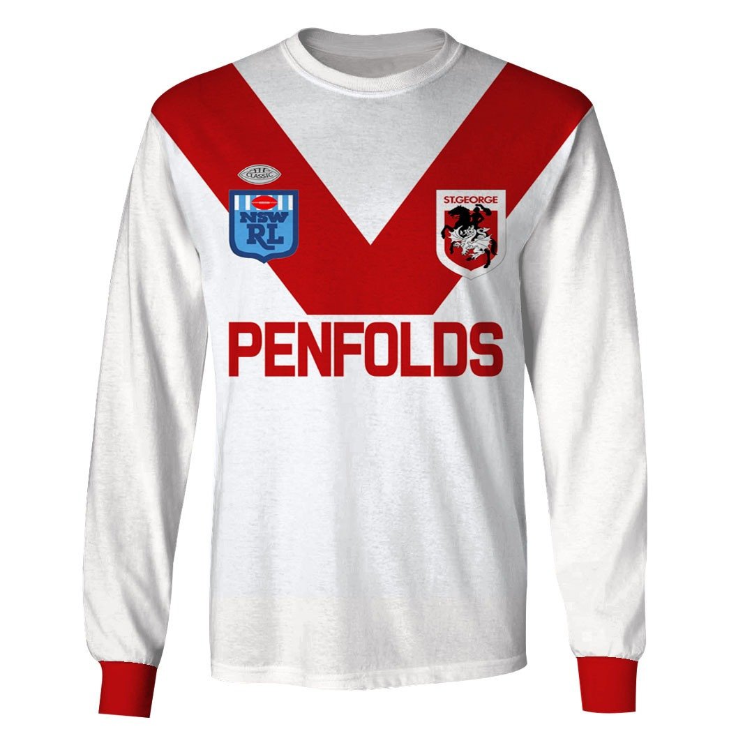St George Dragons 1989 ARL/NRL Vintage Retro Heritage Jersey Full Custom Name Number