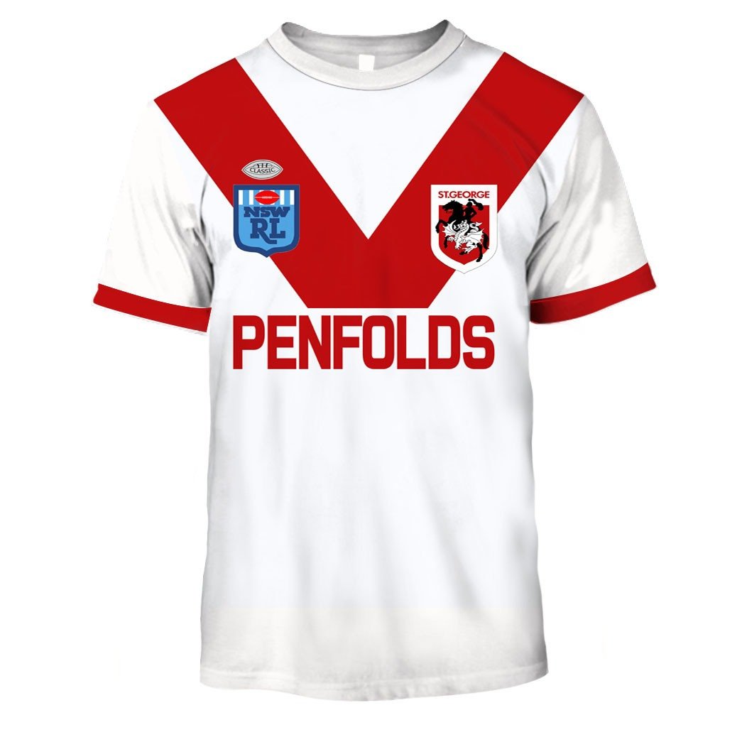 St George Dragons 1989 ARL/NRL Vintage Retro Heritage Jersey Full Custom Name Number