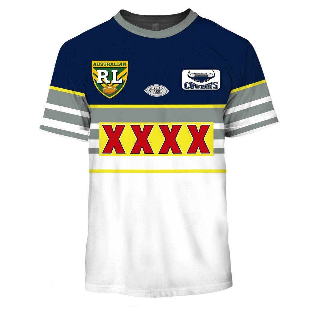 North Queensland Cowboys 1995 ARL/NRL Vintage Retro Heritage Jersey Full Custom Name Number