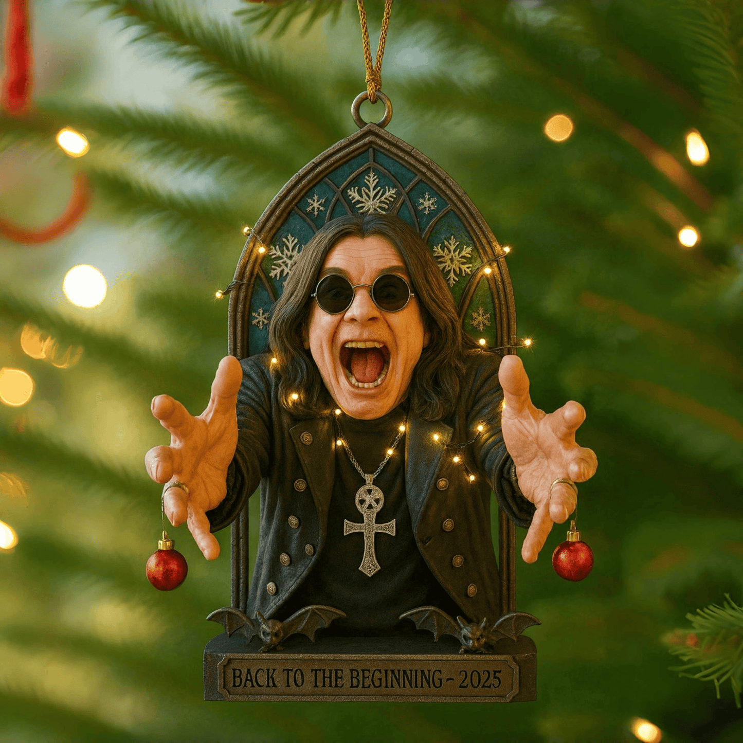 Ozzy Osbourne Christmas Custom Shape 1-sided Acrylic Car Ornament