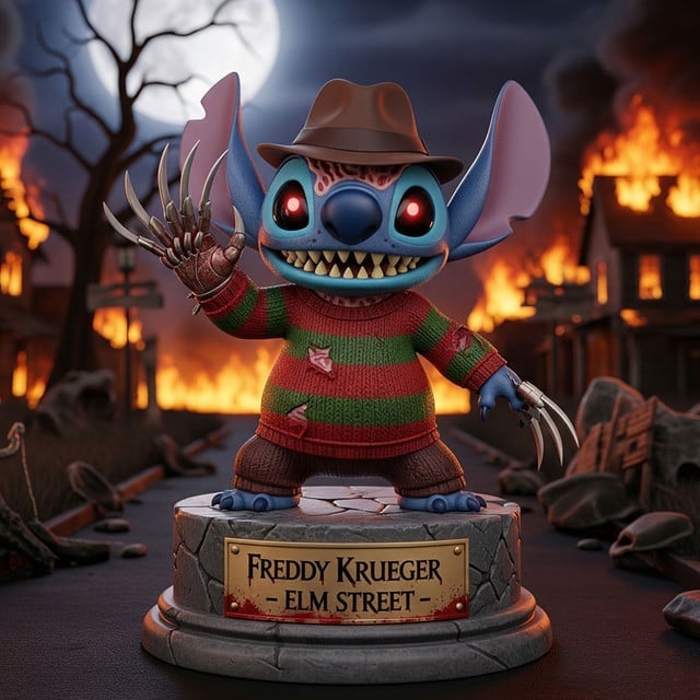 Stitch Freddy Krueger Acrylic Block Plaque Best Gift For Horror Fan - Limited Edition
