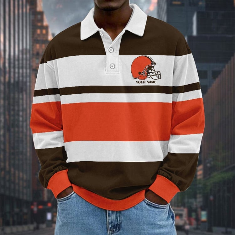 Cleveland Browns Special Style Men Long Sleeves Polo Shirt Custom Name Gift For Fan