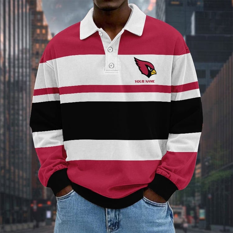 Arizona Cardinals Special Style Men Long Sleeves Polo Shirt Custom Name Gift For Fan