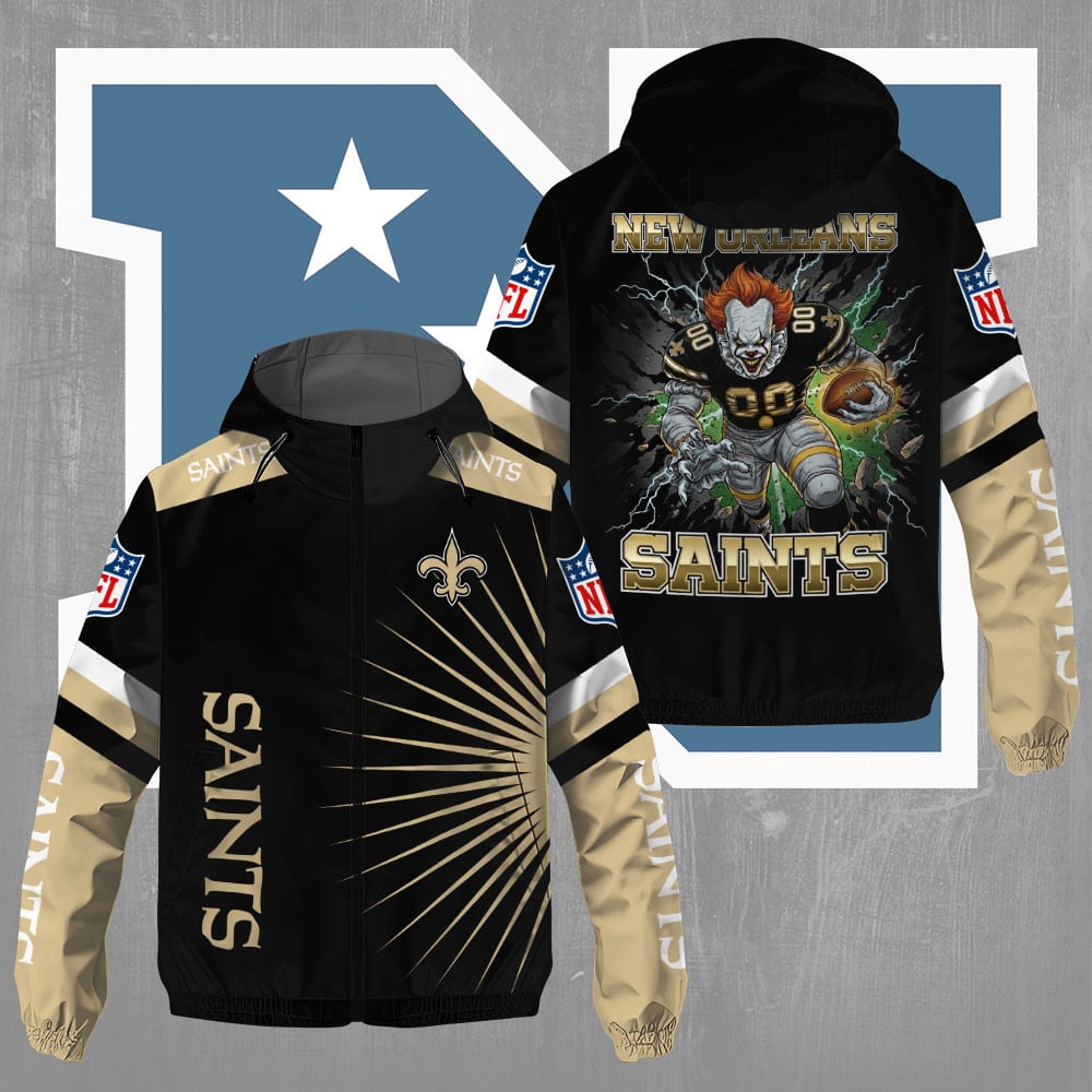 New Orleans Saints x Pennywise 3D Windbreaker Jacket