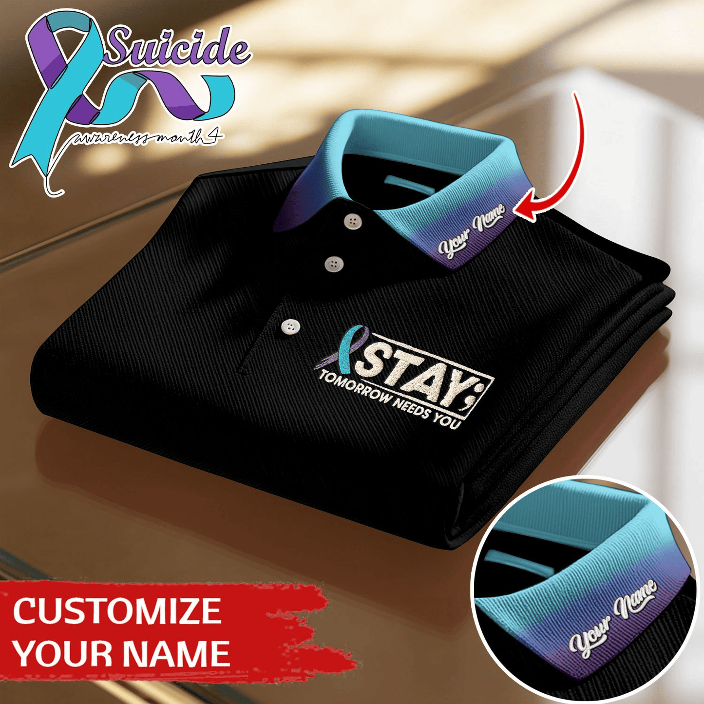 The Breast Cancer Awareness Month Premium Polo shirt Customized Your Name