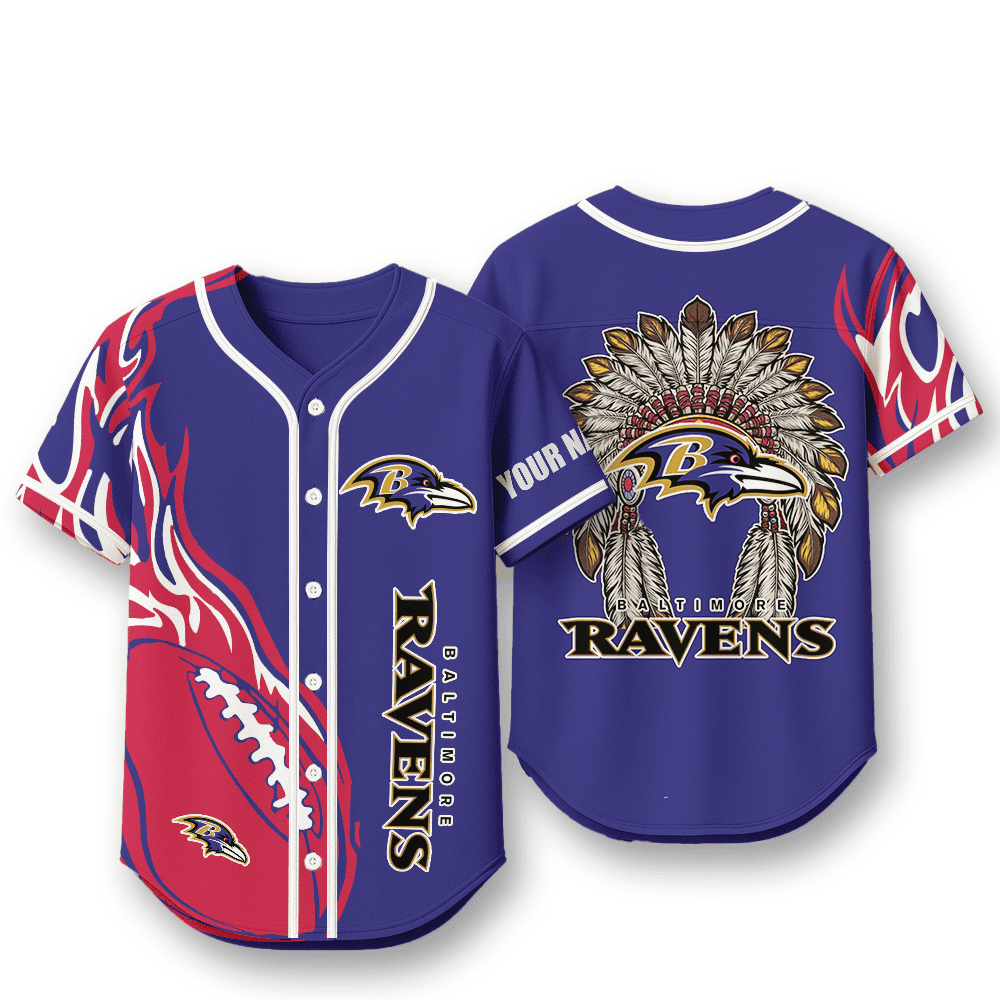 Baltimore Ravens X Native American PREMIUM 3D Apparel Baseball Jersey Custom Name