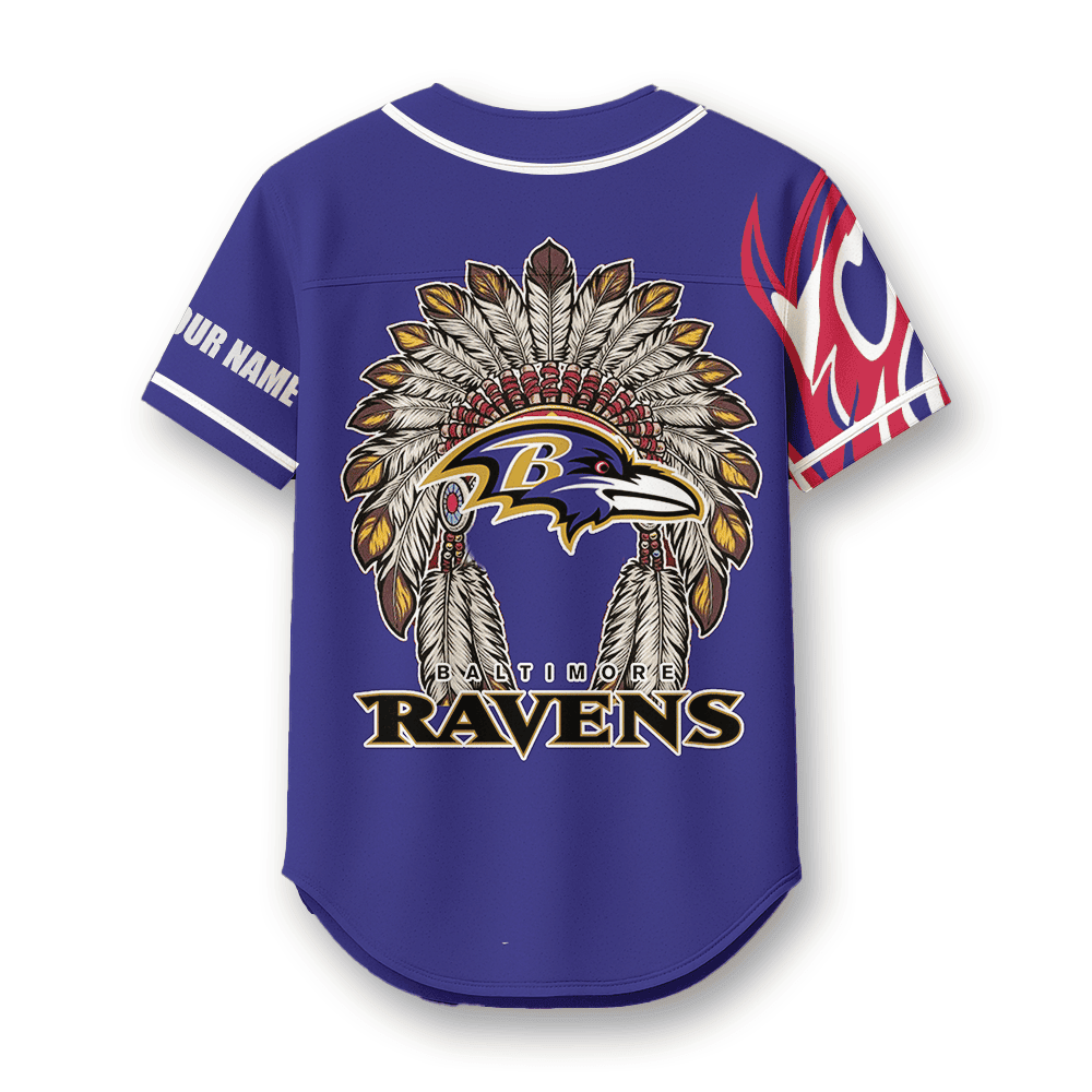 Baltimore Ravens X Native American PREMIUM 3D Apparel Baseball Jersey Custom Name