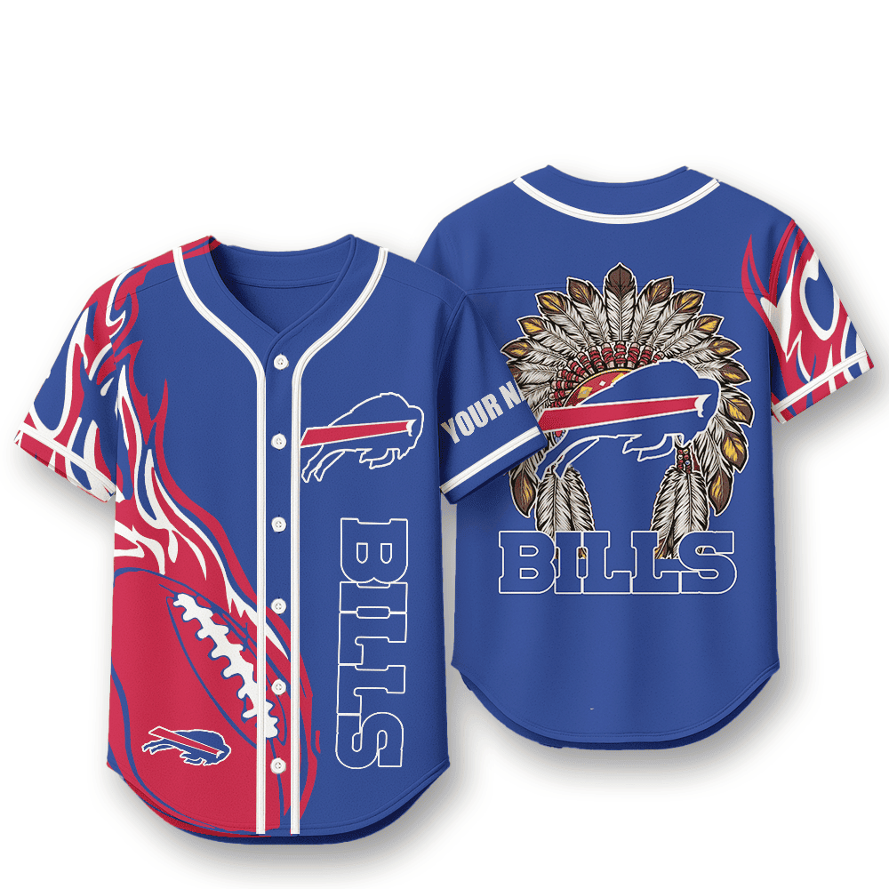 Buffalo Bills X Native American PREMIUM 3D Apparel Baseball Jersey Custom Name