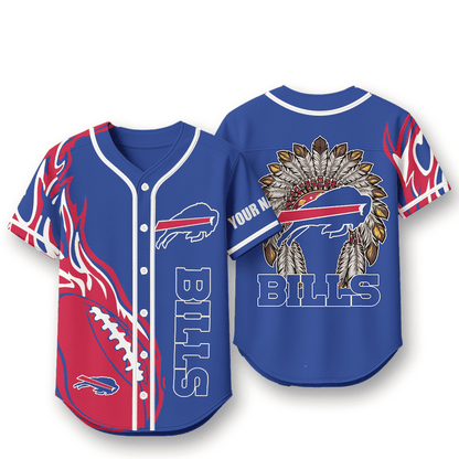 Buffalo Bills X Native American PREMIUM 3D Apparel Baseball Jersey Custom Name