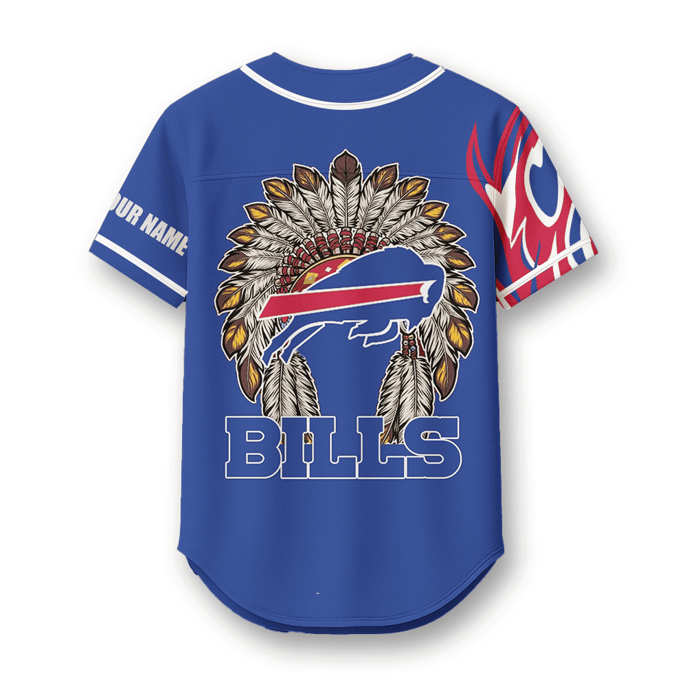 Buffalo Bills X Native American PREMIUM 3D Apparel Baseball Jersey Custom Name