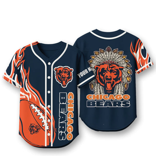 Chicogo bears X Native American PREMIUM 3D Apparel Baseball Jersey Custom Name