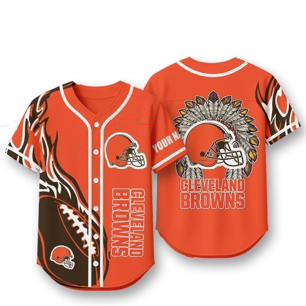 Cleveland Browns X Native American PREMIUM 3D Apparel Baseball Jersey Custom Name