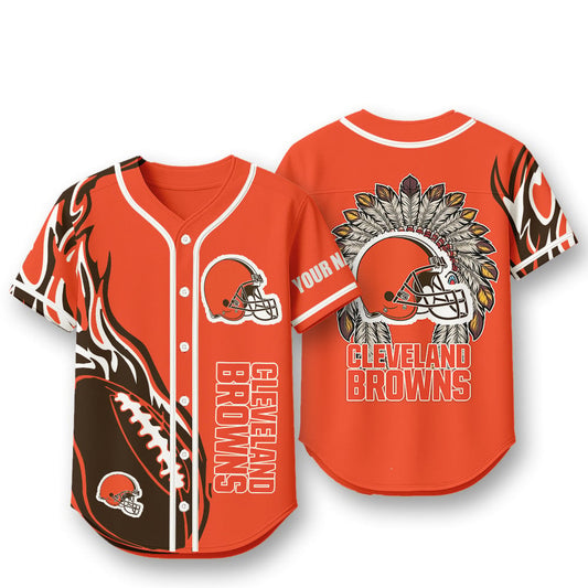 Cleveland Browns X Native American PREMIUM 3D Apparel Baseball Jersey Custom Name
