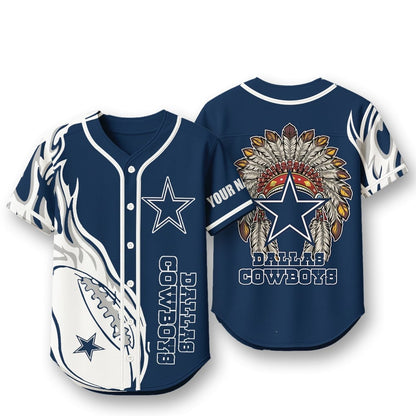 Dallas Cowboys X Native American PREMIUM 3D Apparel Baseball Jersey Custom Name