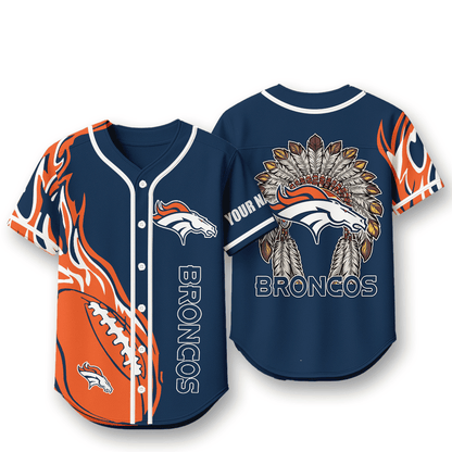Denver Broncos X Native American PREMIUM 3D Apparel Baseball Jersey Custom Name