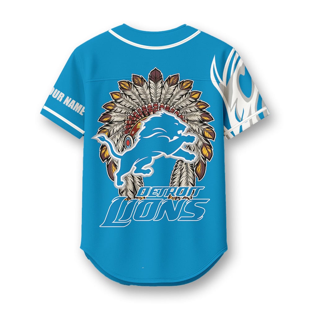 Detroit Lions X Native American PREMIUM 3D Apparel Baseball Jersey Custom Name