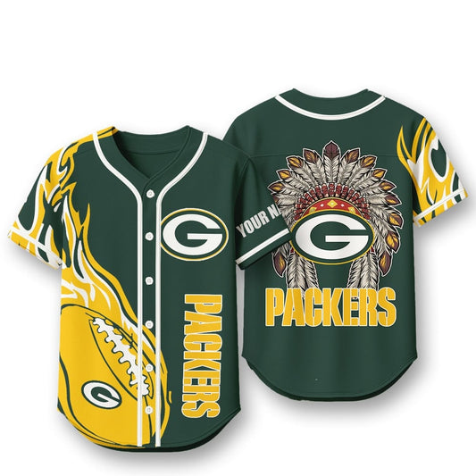 Green Packers X Native American PREMIUM 3D Apparel Baseball Jersey Custom Name