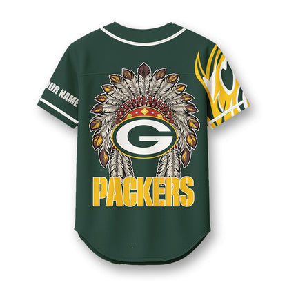 Green Packers X Native American PREMIUM 3D Apparel Baseball Jersey Custom Name