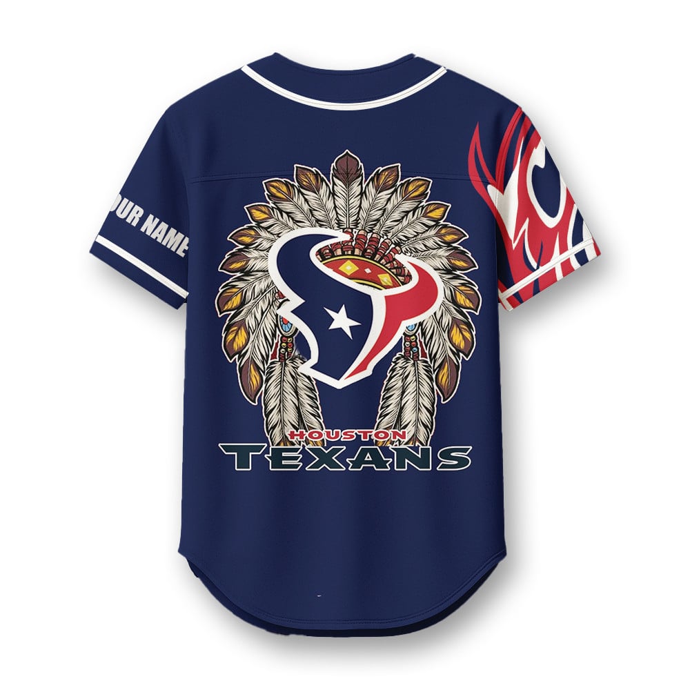 Houston Texans X Native American PREMIUM 3D Apparel Baseball Jersey Custom Name