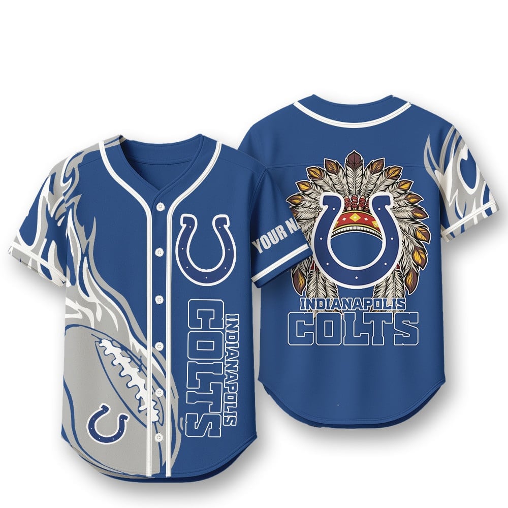Indianapolis Colts X Native American PREMIUM 3D Apparel Baseball Jersey Custom Name