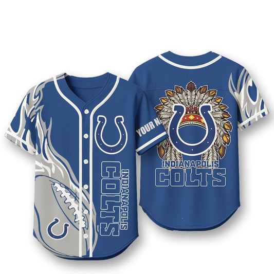 Indianapolis Colts X Native American PREMIUM 3D Apparel Baseball Jersey Custom Name