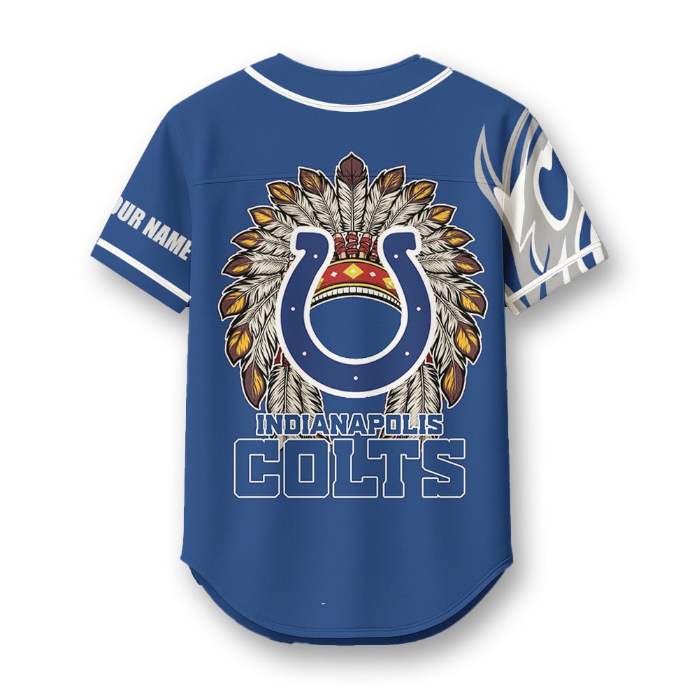 Indianapolis Colts X Native American PREMIUM 3D Apparel Baseball Jersey Custom Name