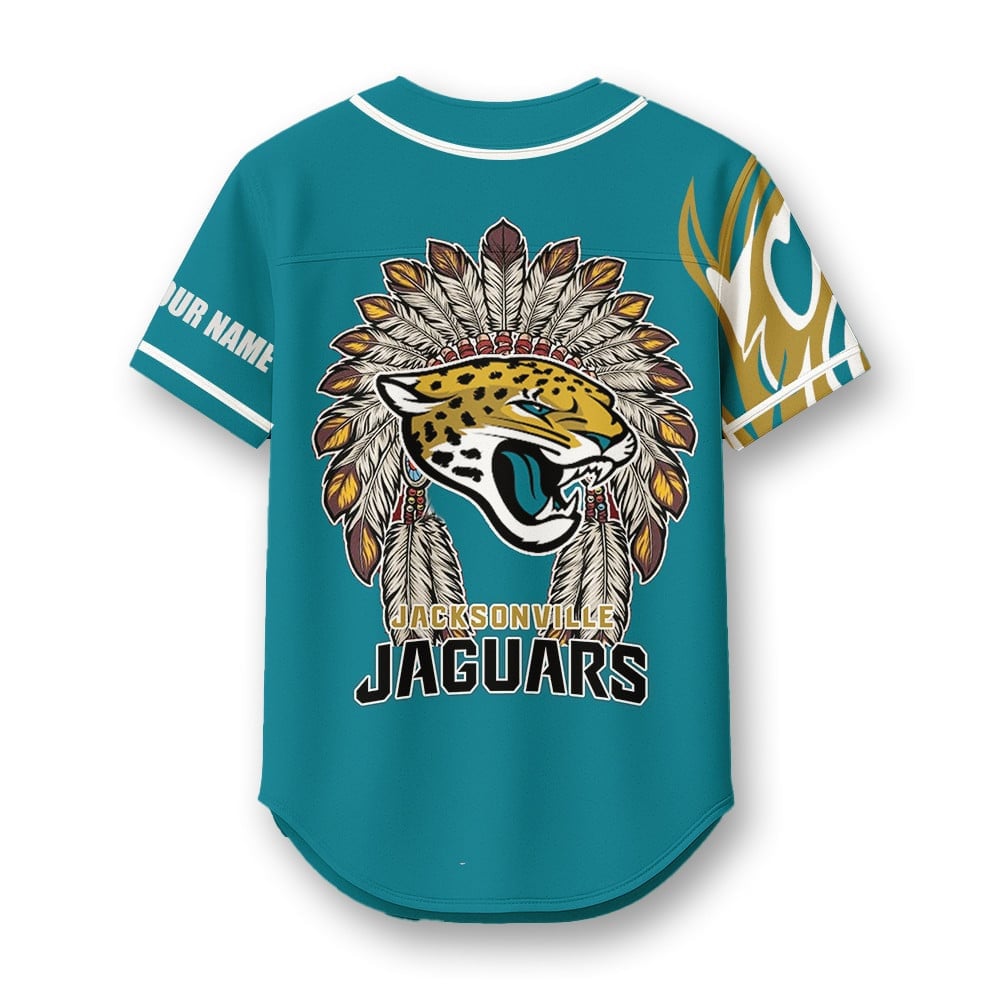 Jacksonville Jaguars X Native American PREMIUM 3D Apparel Baseball Jersey Custom Name