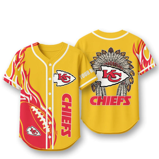 Kansas City Chiefs X Native American PREMIUM 3D Apparel Baseball Jersey Custom Name