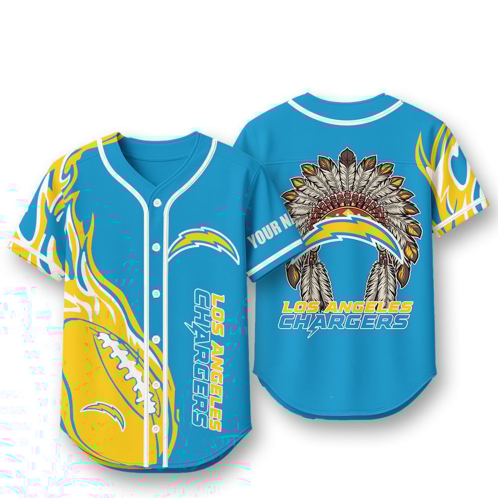 Los Angeles Chargers X Native American PREMIUM 3D Apparel Baseball Jersey Custom Name