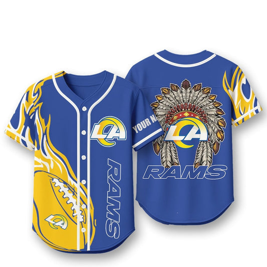 Los Angeles Rams X Native American PREMIUM 3D Apparel Baseball Jersey Custom Name
