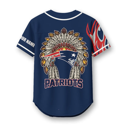 New England Patriots X Native American PREMIUM 3D Apparel Baseball Jersey Custom Name