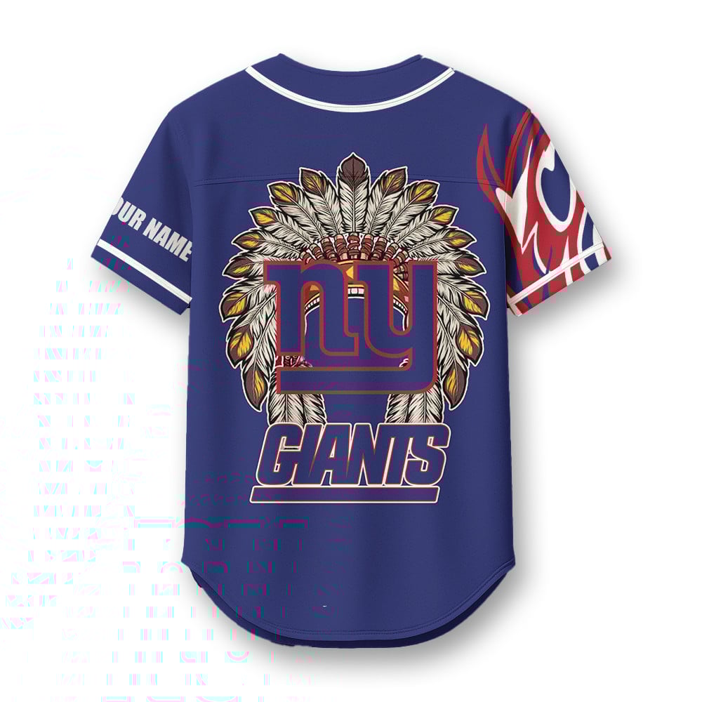 New York Giants X Native American PREMIUM 3D Apparel Baseball Jersey Custom Name