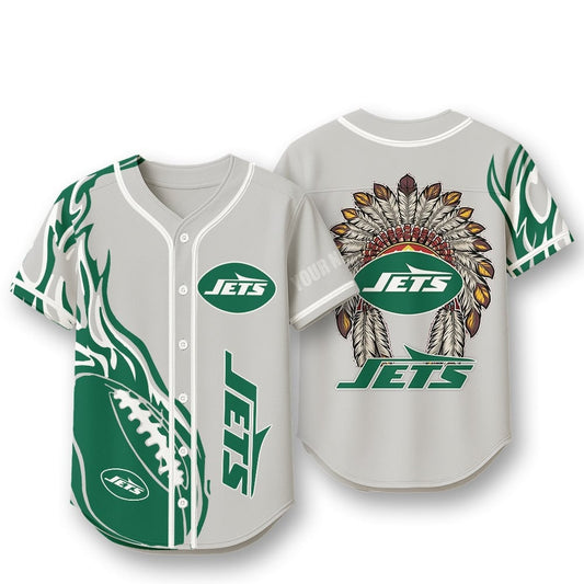 New York Jets X Native American PREMIUM 3D Apparel Baseball Jersey Custom Name