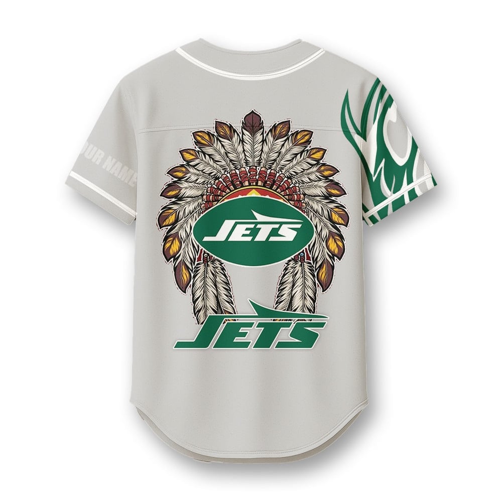 New York Jets X Native American PREMIUM 3D Apparel Baseball Jersey Custom Name