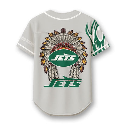 New York Jets X Native American PREMIUM 3D Apparel Baseball Jersey Custom Name