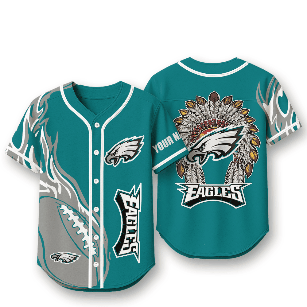 Philadelphia Eagles X Native American PREMIUM 3D Apparel Baseball Jersey Custom Name
