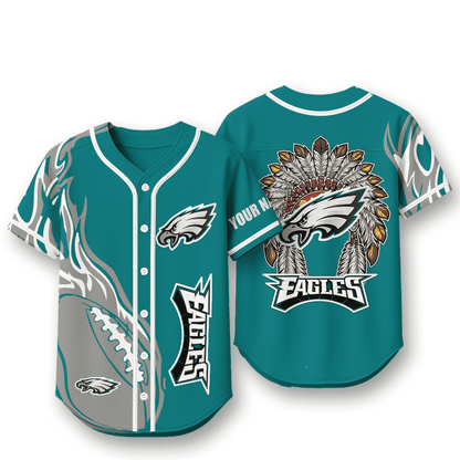 Philadelphia Eagles X Native American PREMIUM 3D Apparel Baseball Jersey Custom Name