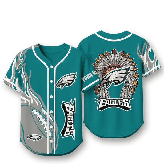Philadelphia Eagles X Native American PREMIUM 3D Apparel Baseball Jersey Custom Name