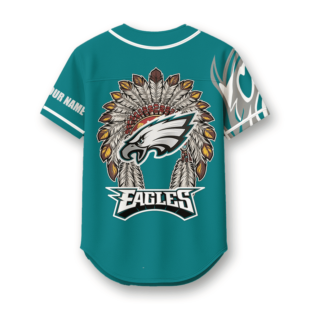 Philadelphia Eagles X Native American PREMIUM 3D Apparel Baseball Jersey Custom Name