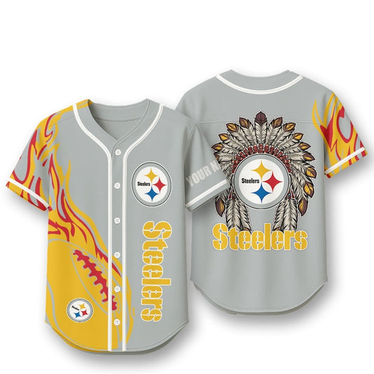 Pittsburgh Steelers X Native American PREMIUM 3D Apparel Baseball Jersey Custom Name