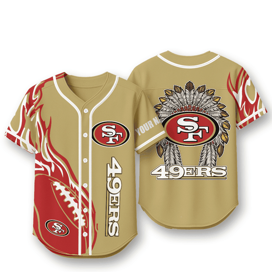 San Francisco 49ers X Native American PREMIUM 3D Apparel Baseball Jersey Custom Name