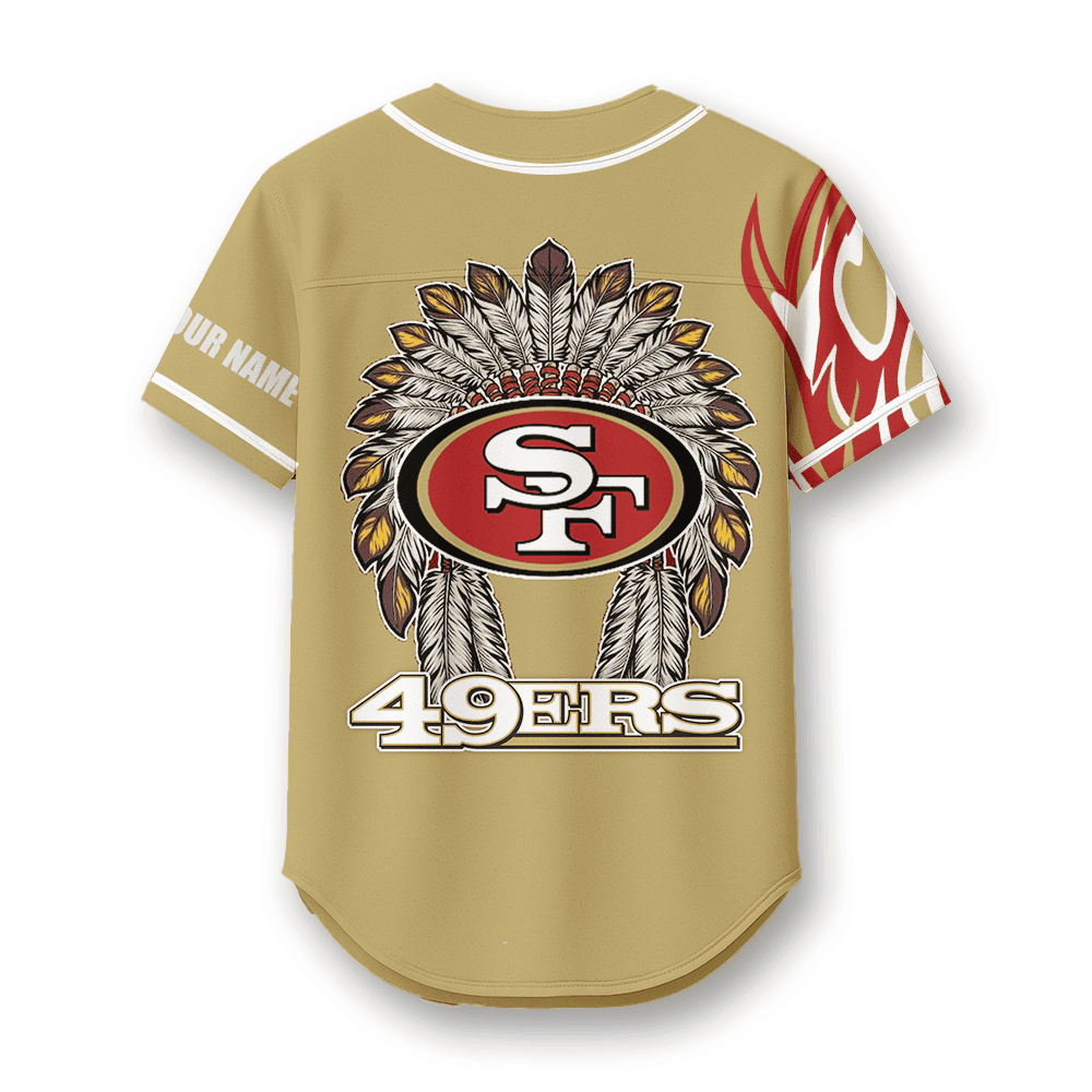 San Francisco 49ers X Native American PREMIUM 3D Apparel Baseball Jersey Custom Name