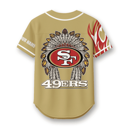 San Francisco 49ers X Native American PREMIUM 3D Apparel Baseball Jersey Custom Name